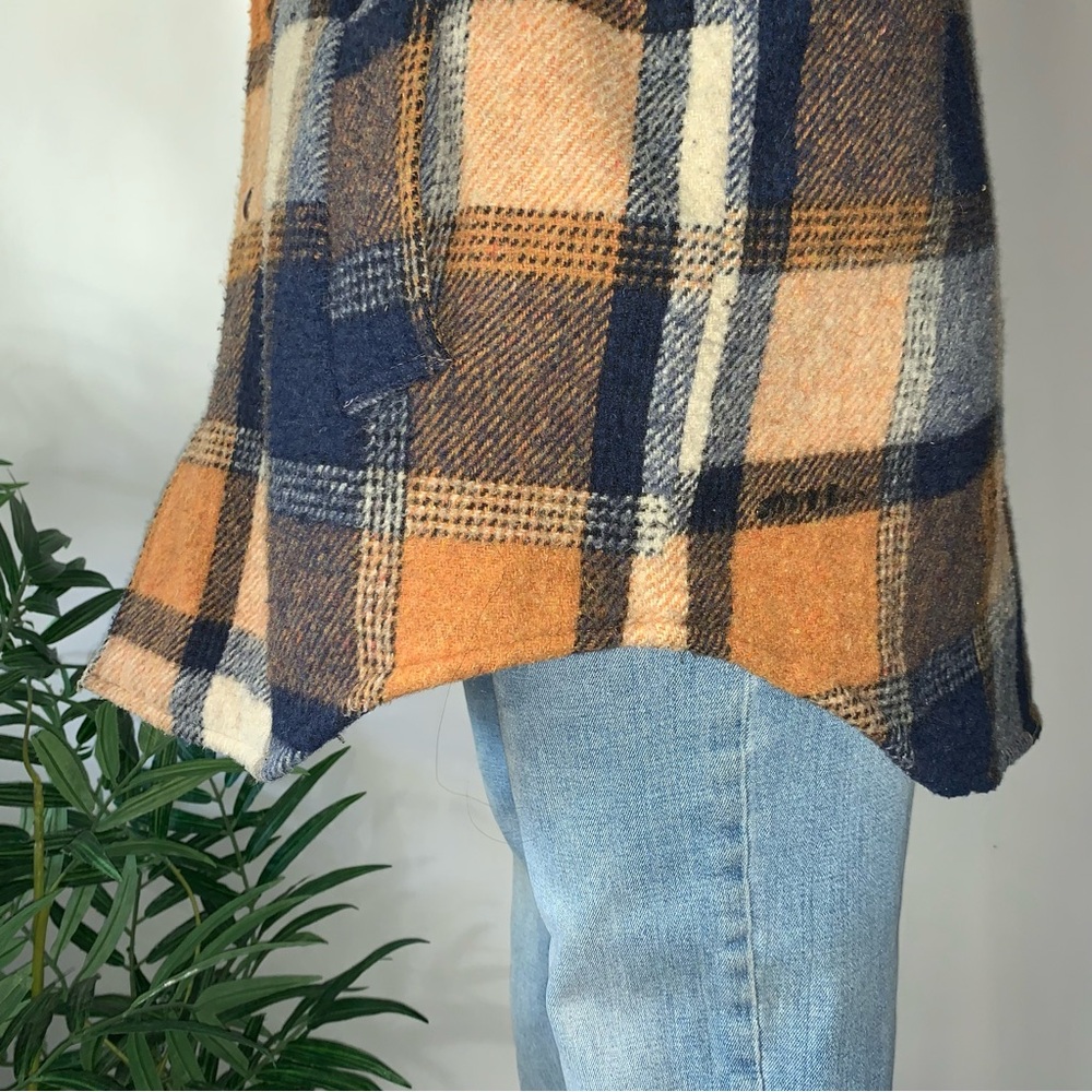 v i n t a g e :: Plaid Wool Lined Barn Coat Shacket Fleece - Picture 4 of 14